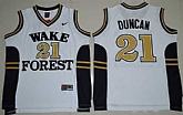 Wake Forest Demon Deacons #21 Tim Duncan White Basketball Stitched NCAA Jersey,baseball caps,new era cap wholesale,wholesale hats